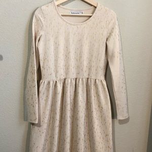 gold speckled long sleeved gown